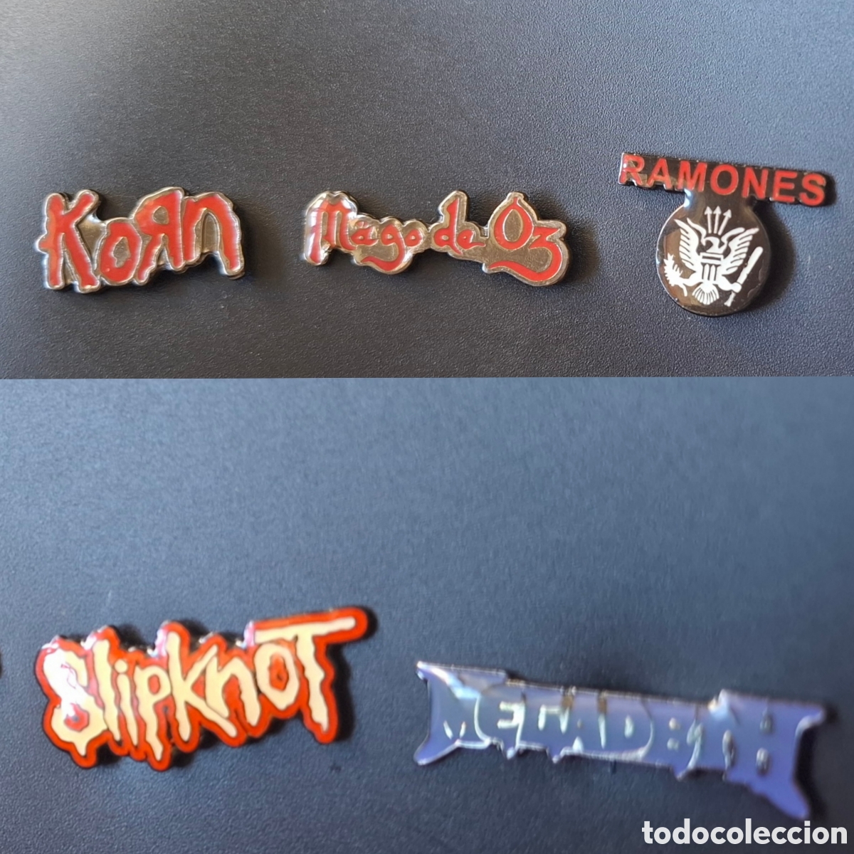 Antig&uuml;edades: Lote pins bandas de m&uacute;sica metal / rock