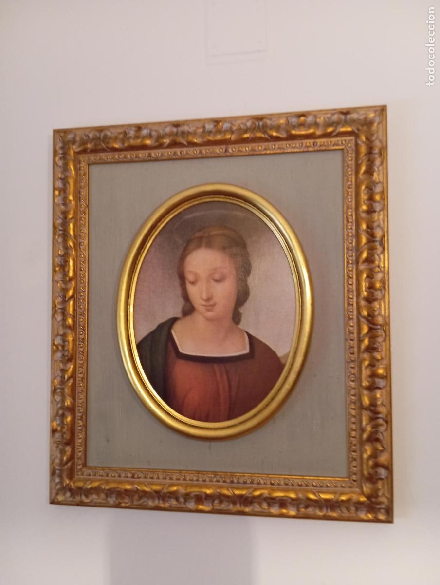 Antig&uuml;edades: FANTASTICO CUADRO CON LA VIRGEN MAR&Iacute;A SOBREPUESTA EN CIRCULO CON PINTURA.
