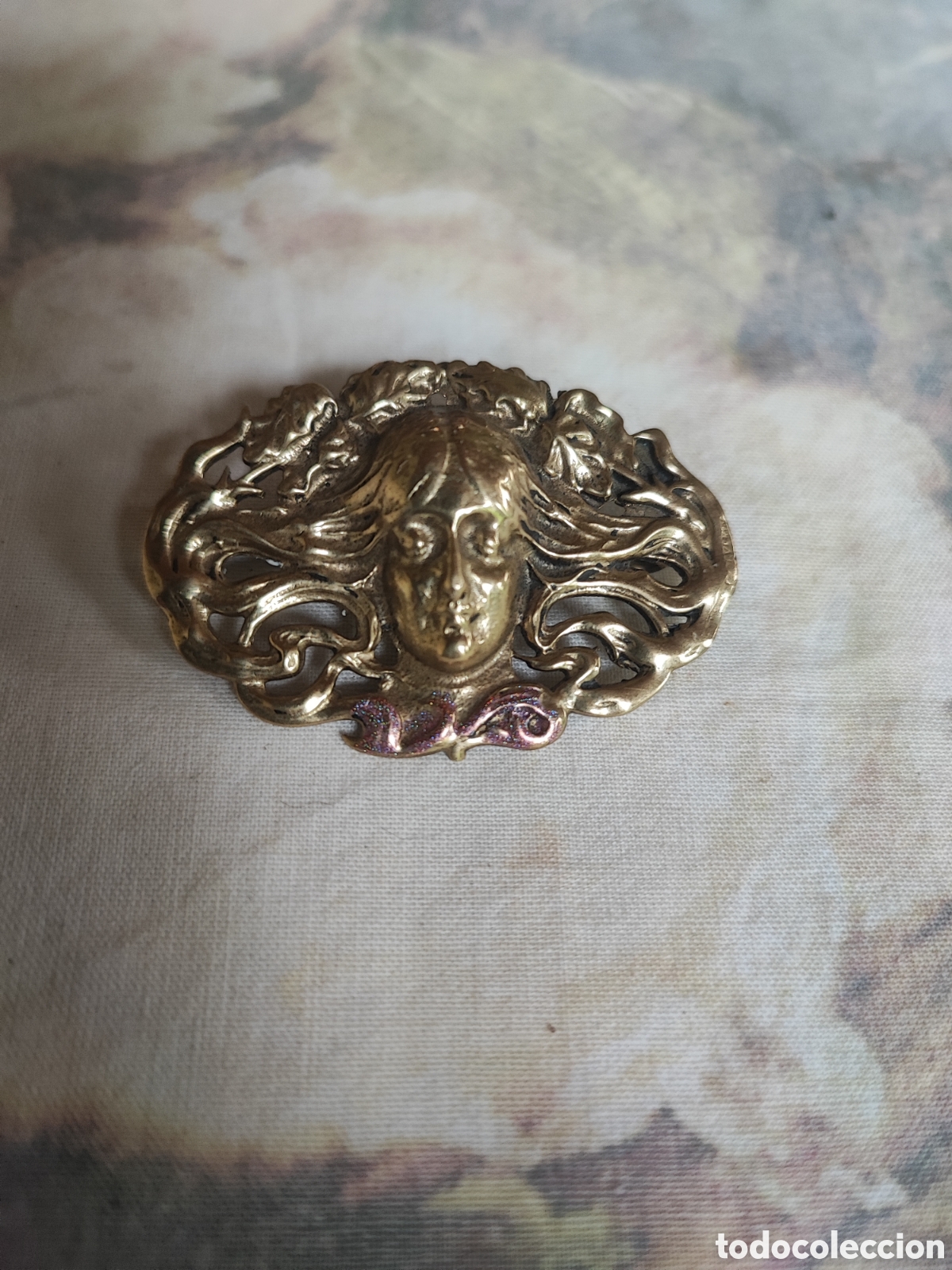 Antig&uuml;edades: Bonito broche modernista de bronce. - Foto 2
