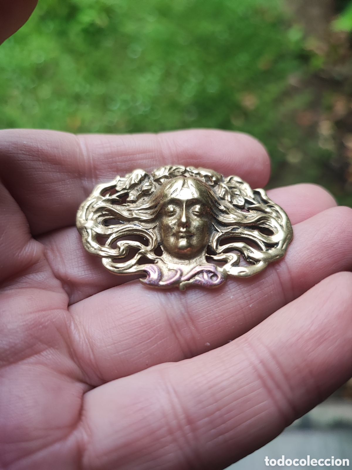 Antig&uuml;edades: Bonito broche modernista de bronce. - Foto 5