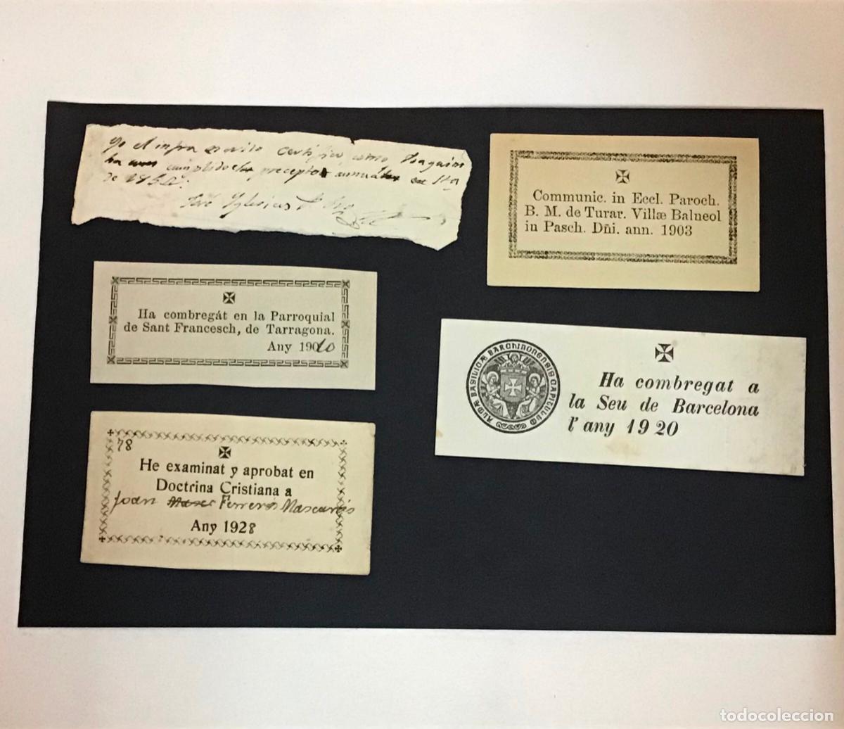 Antig&uuml;edades: JUSTIFICANTES DE COMULGAR, A&Ntilde;OS 1903, 1910, 1920, 1928