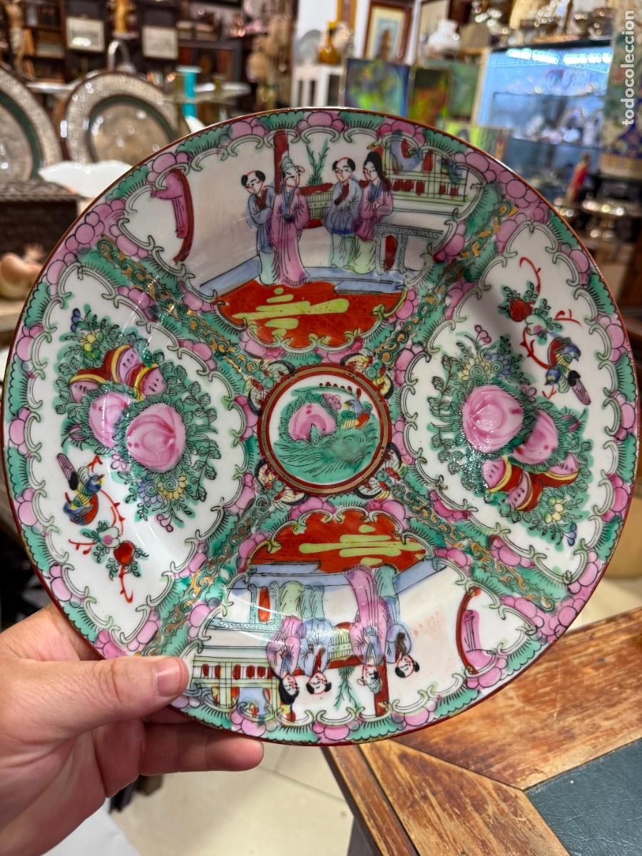 Antig&uuml;edades: PLATO LLANO CERAMICA MACAU - MEDIDA 25,5 CM