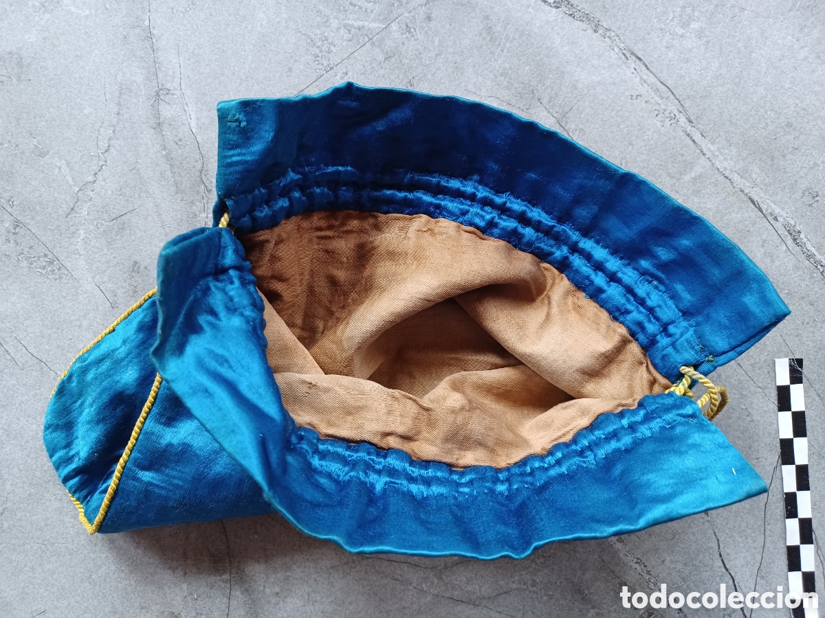 Antig&uuml;edades: Bolsa limosnera o para joyas de seda azul. - Foto 5