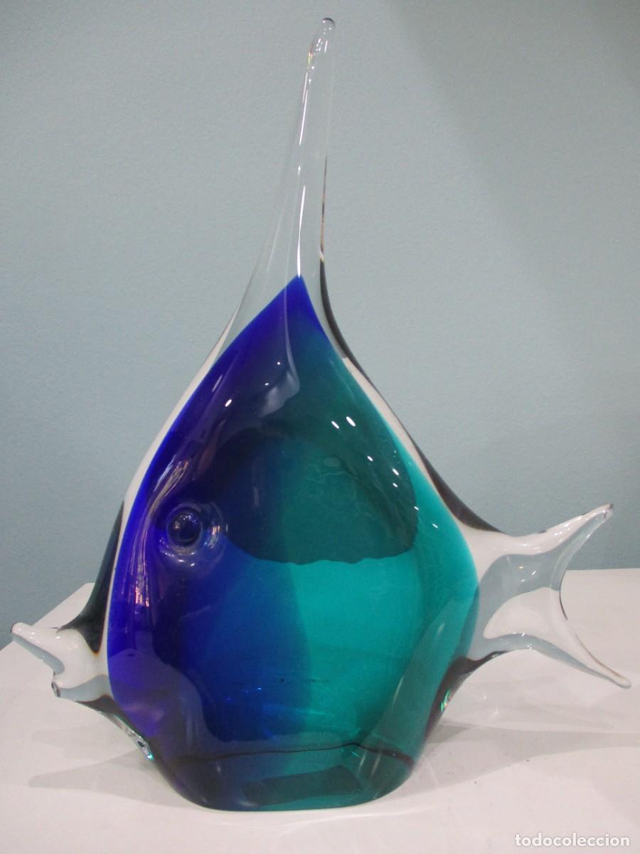 Antiquit&auml;ten: PRECIOSO PEZ VELA CRISTAL DE MURANO - AUTOR VICENZO NASON - A&Ntilde;OS 70