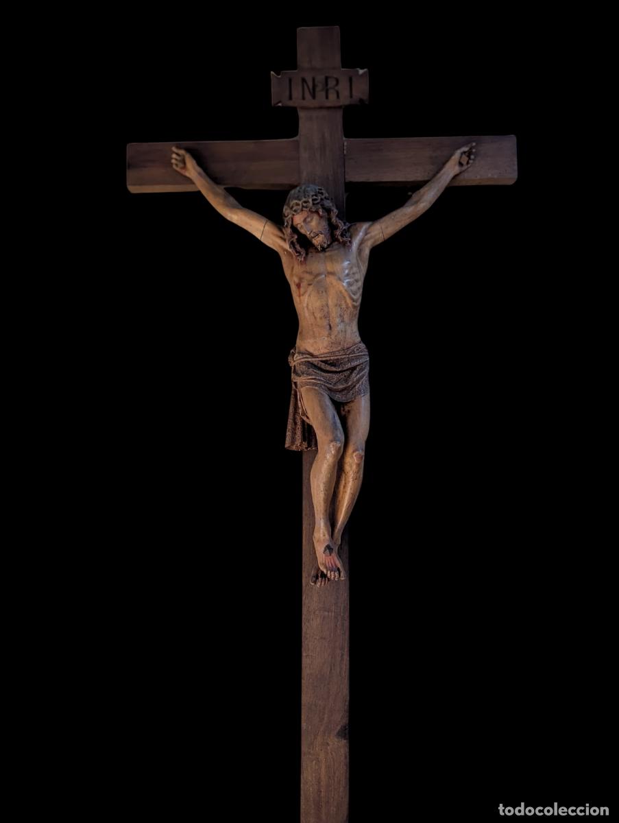 Antig&uuml;edades: Cristo crucificado firmado por Flotats - Escuela catalana s.XIX - XX