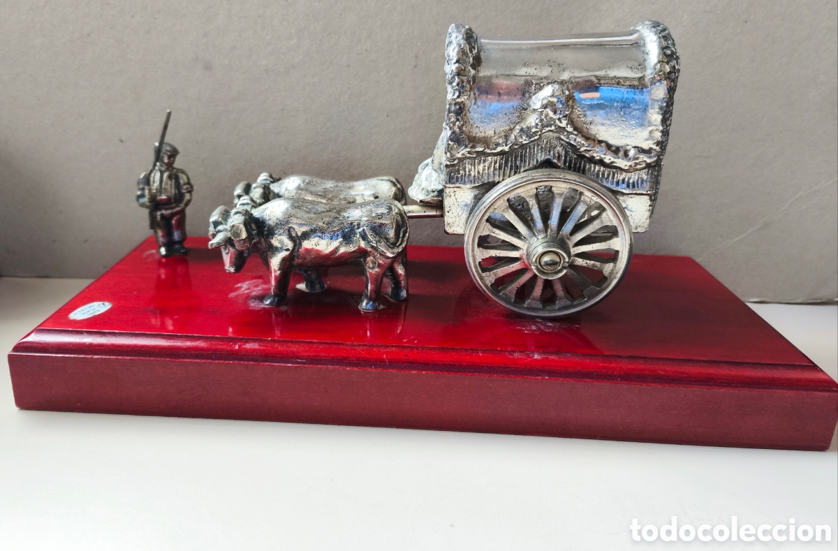 Antig&uuml;edades: CARRETA ROCIERA BRONCE BA&Ntilde;ADA PLATA DE LEY (4 Kgs)