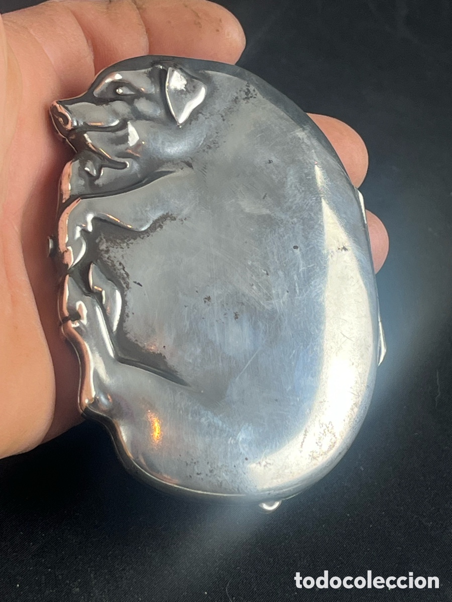 Antig&uuml;edades: PLATA DE LEY PITILLERA PUNZONES -ANSORENA HIJOS 900- INTERIOR PLATA DORADA