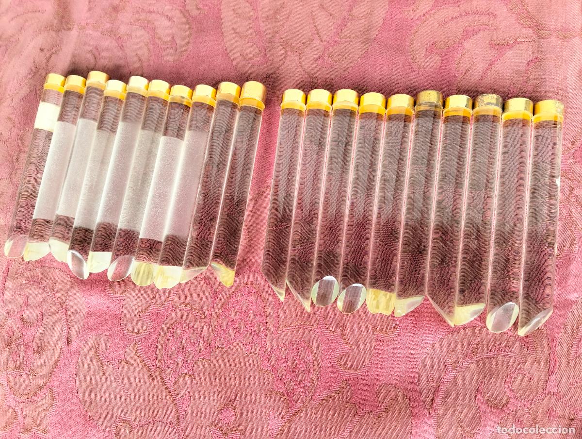 Antiques: L&aacute;grimas de cristal lote 20 para l&aacute;mpara antigua vintage recambio repuesto tubo varilla 12cm