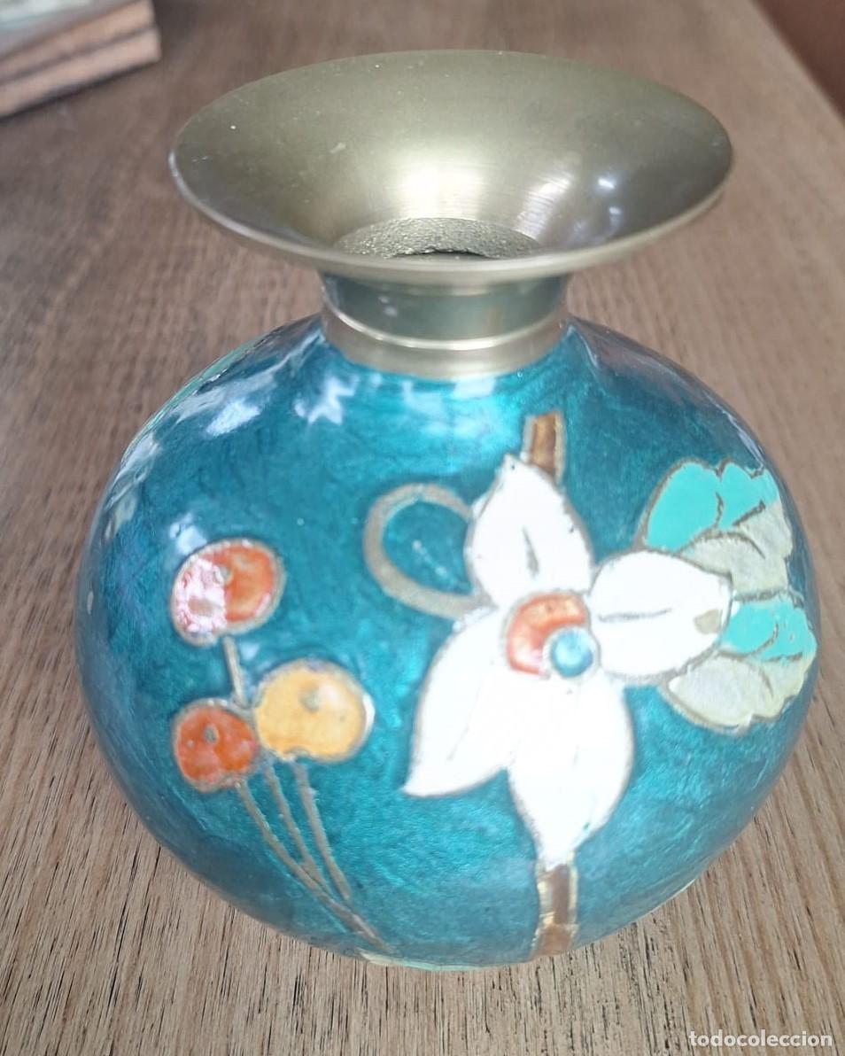 Antig&uuml;edades: Jarr&oacute;n Cloisonne de Bronce o Lat&oacute;n - Foto 2