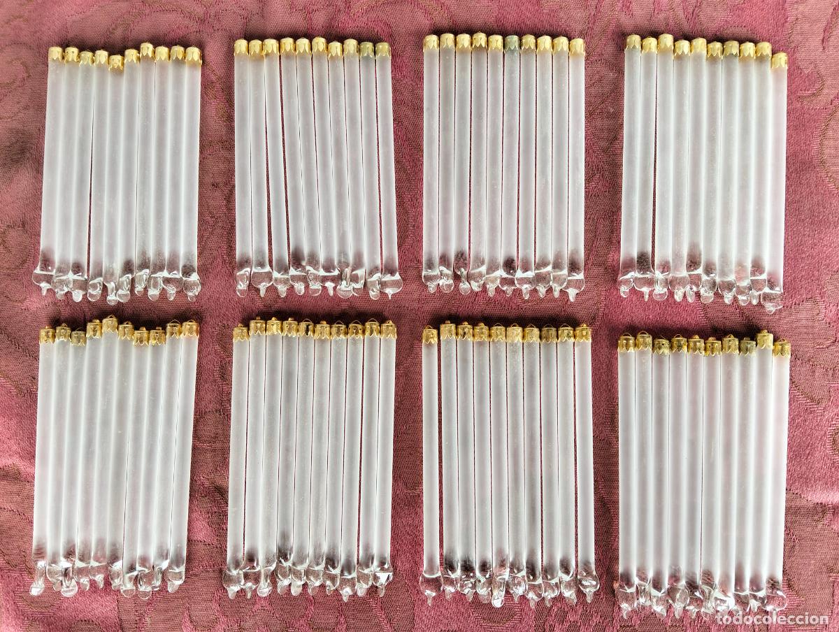 Antiques: L&aacute;grimas de cristal lote 80 para l&aacute;mpara antigua vintage recambio repuesto tubo varilla 10cm
