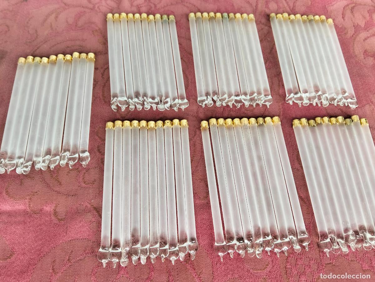 Antiques: L&aacute;grimas de cristal lote 70 para l&aacute;mpara antigua vintage recambio repuesto tubo varilla 10cm