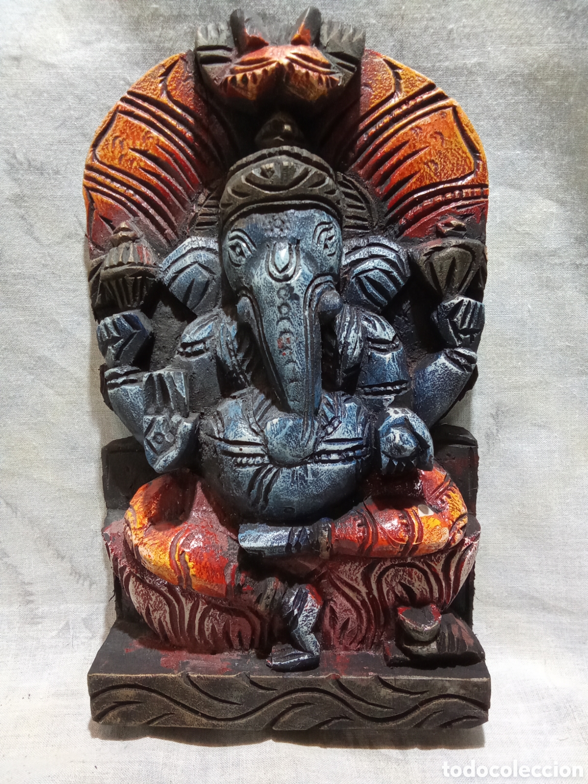 Antiguidades: CURIOSA IMAGEN DE GANESHA EN MADERA TALLADA INDU