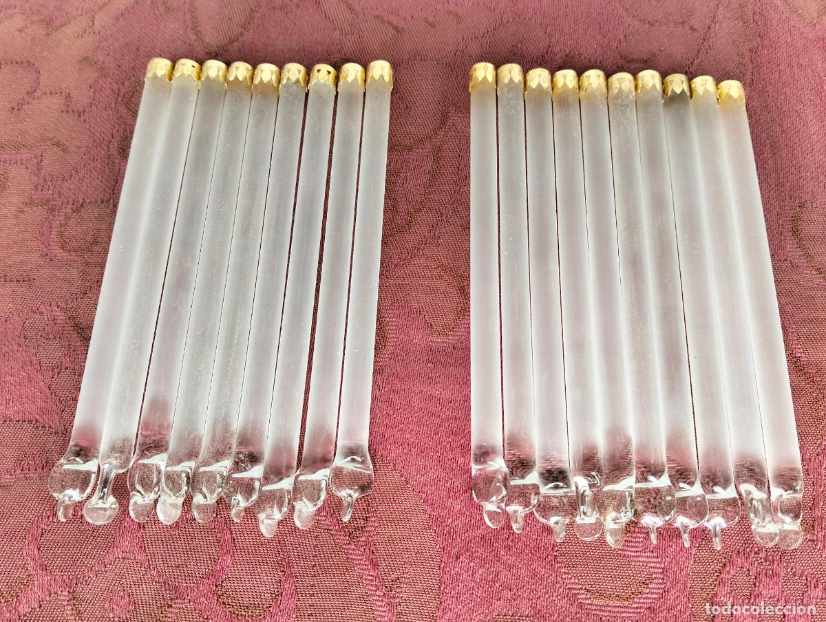 Antiquit&auml;ten: L&aacute;grimas de cristal lote 20 para l&aacute;mpara antigua vintage recambio repuesto tubo varilla 10cm