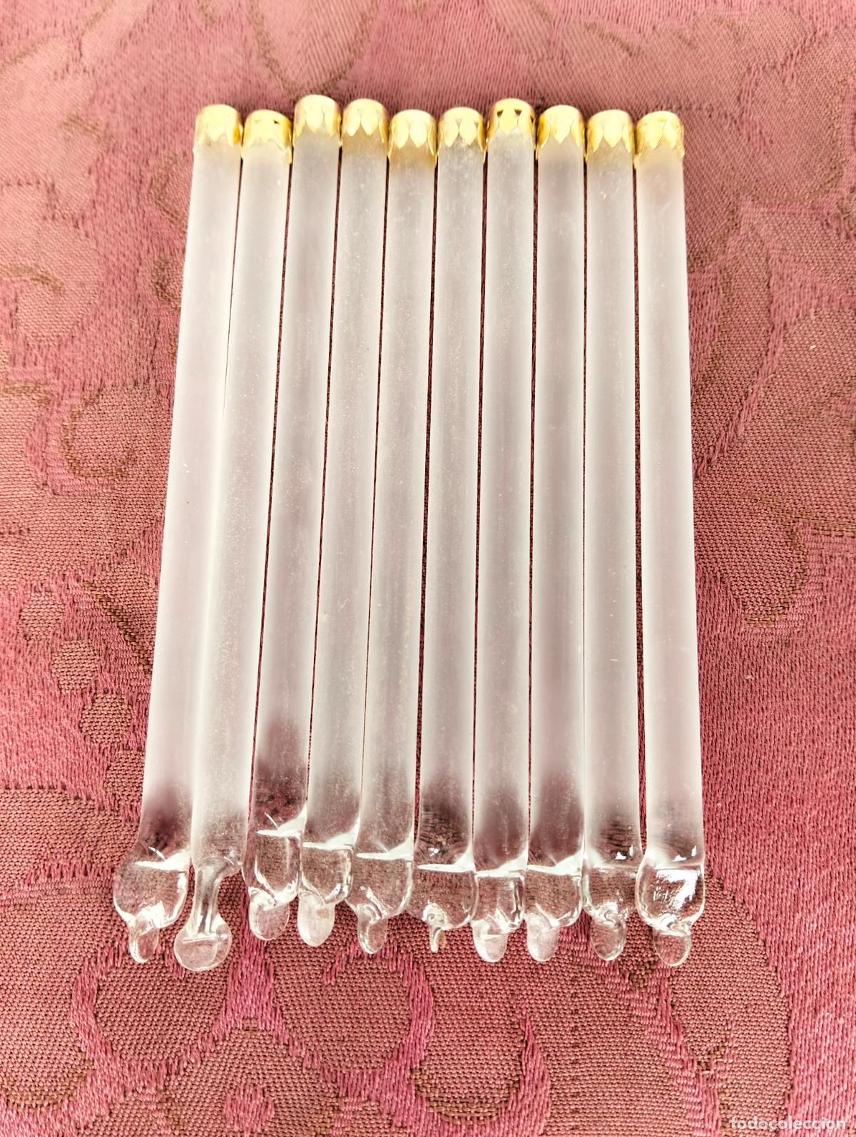 Antiquit&auml;ten: L&aacute;grimas de cristal lote 10 para l&aacute;mpara antigua vintage recambio repuesto tubo varilla 10cm