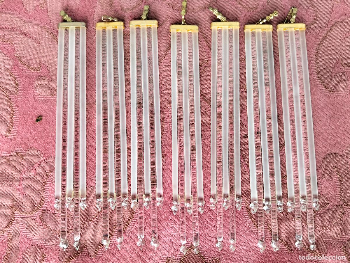 Antiquit&auml;ten: L&aacute;grimas de cristal lote 7 para l&aacute;mpara antigua vintage recambio repuesto tubo varilla 12cm