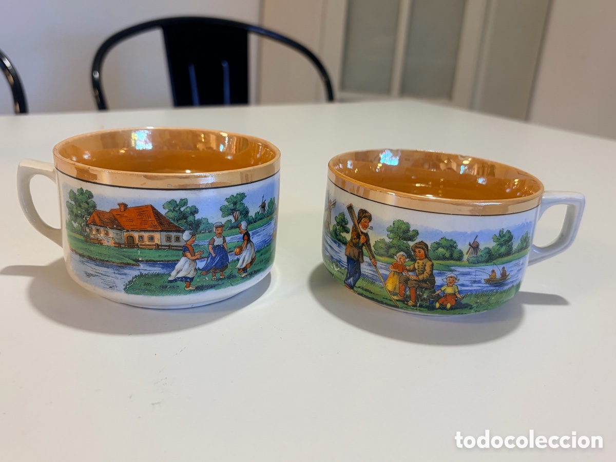 Antig&uuml;edades: Pareja de antiguos tazones de sopa de colecci&oacute;n