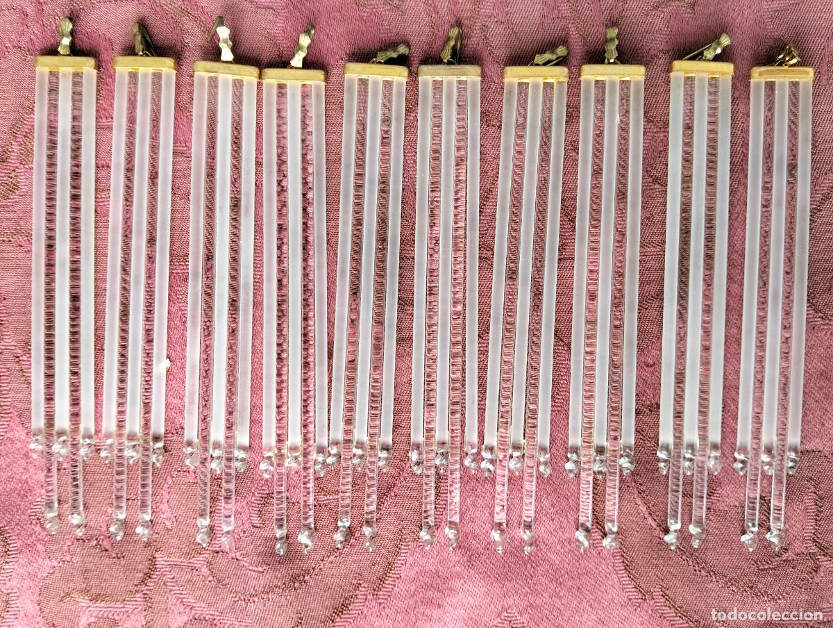 Antiquit&auml;ten: L&aacute;grimas de cristal lote 10 para l&aacute;mpara antigua vintage recambio repuesto tubo varilla 12cm