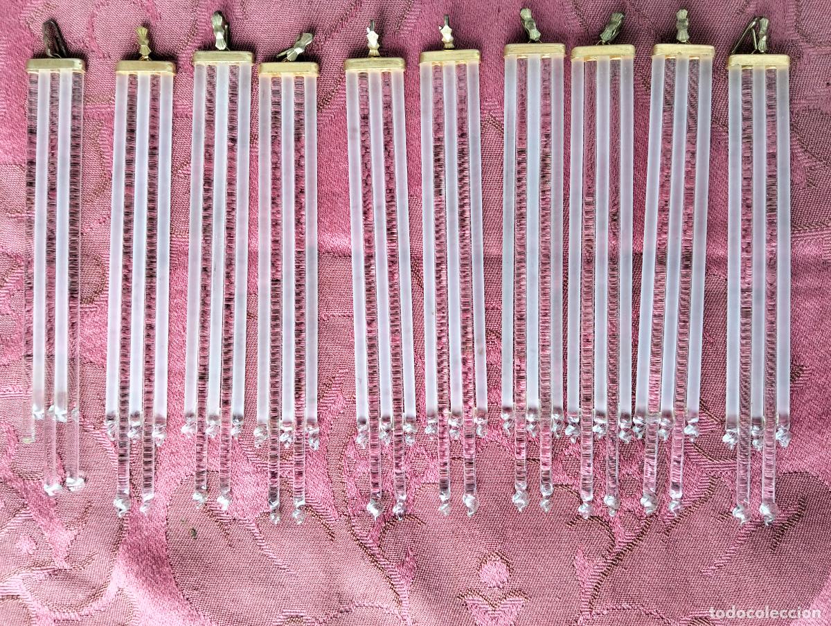 Antiquit&eacute;s: L&aacute;grimas de cristal lote 10 para l&aacute;mpara antigua vintage recambio repuesto tubo varilla 12cm