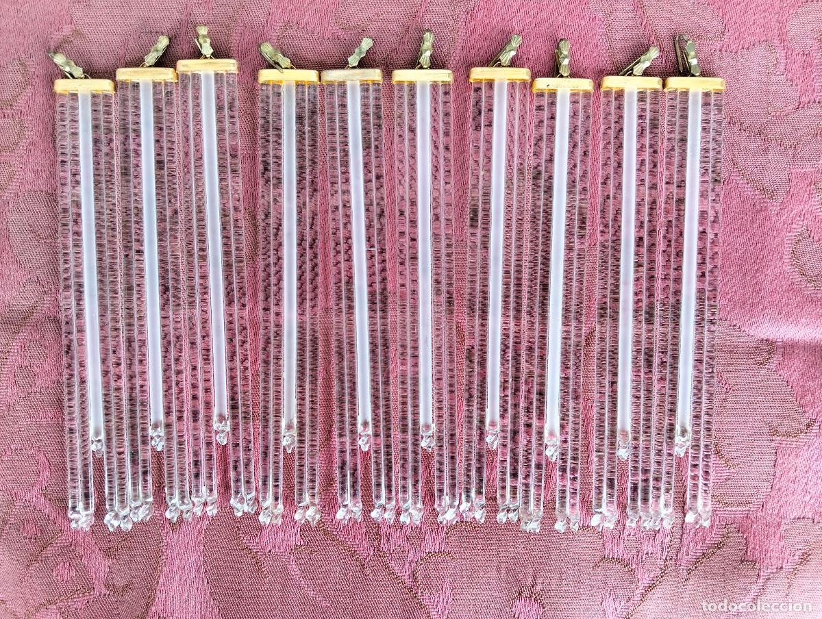 Antiguidades: L&aacute;grimas de cristal lote 10 para l&aacute;mpara antigua vintage recambio repuesto tubo varilla 12cm