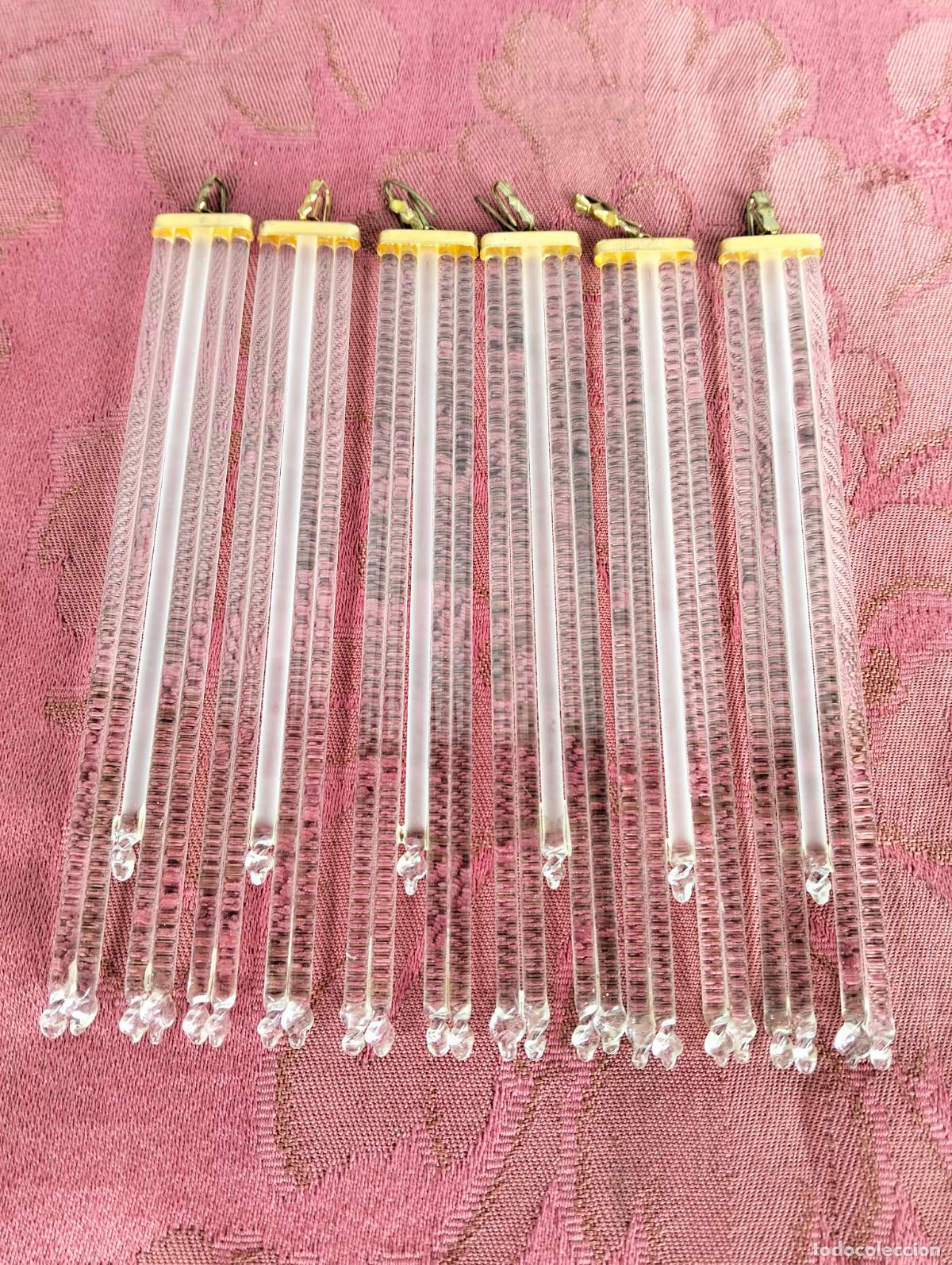 Antiquit&auml;ten: L&aacute;grimas de cristal lote 6 para l&aacute;mpara antigua vintage recambio repuesto tubo varilla 12cm