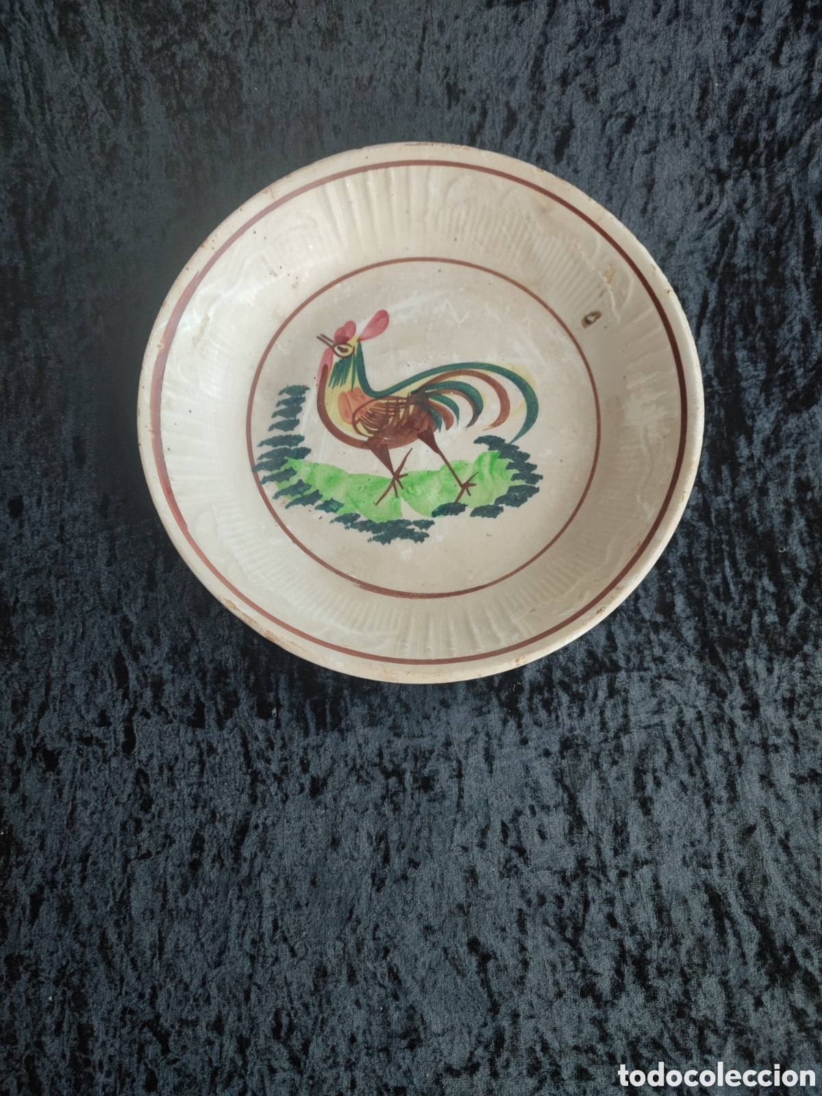 Antiguidades: ANTIGUO Plato Manises siglo xix serie el gallo