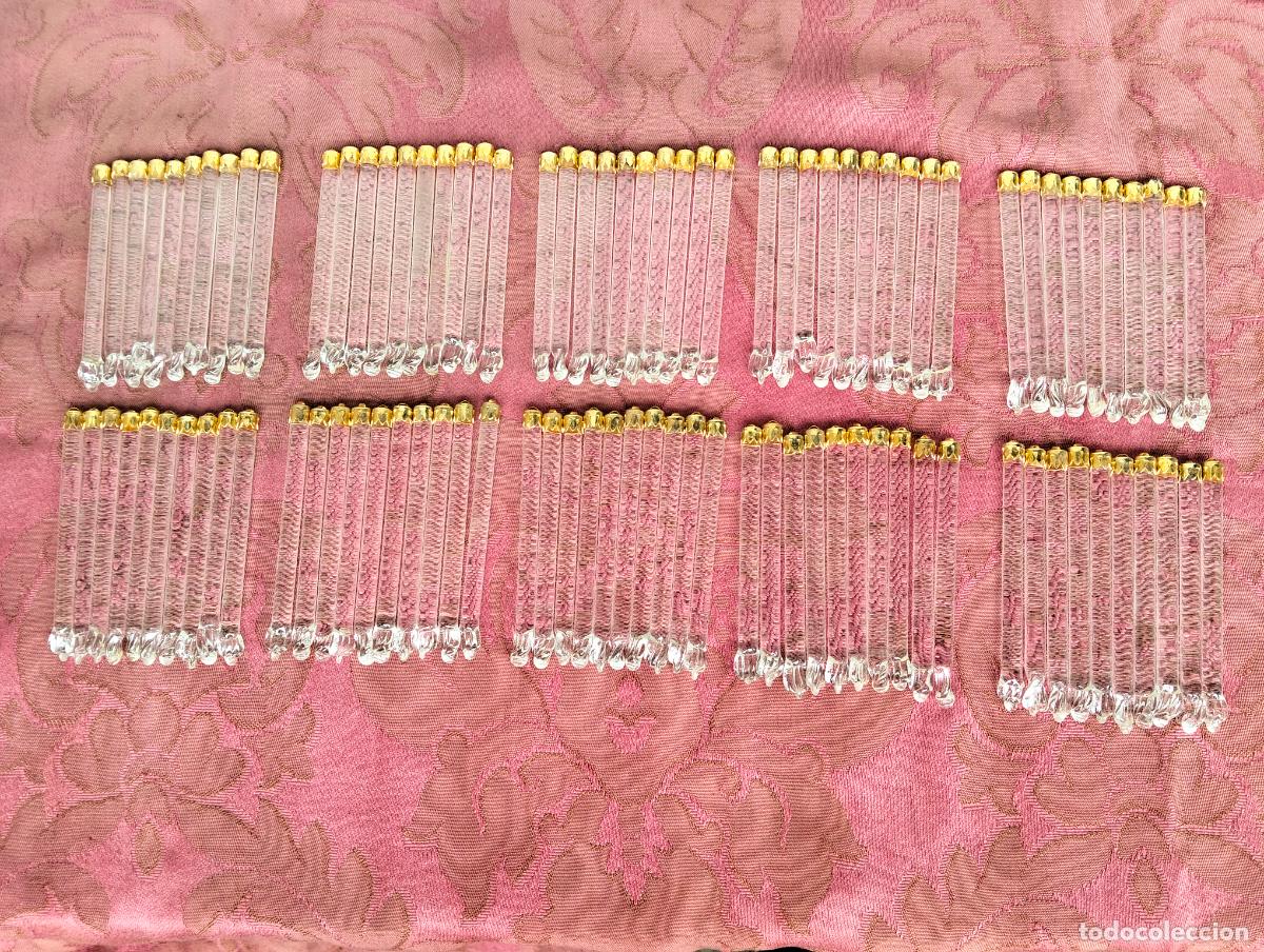 Antiquit&auml;ten: L&aacute;grimas de cristal lote 100 para l&aacute;mpara antigua vintage recambio repuesto tubo varilla 8cm