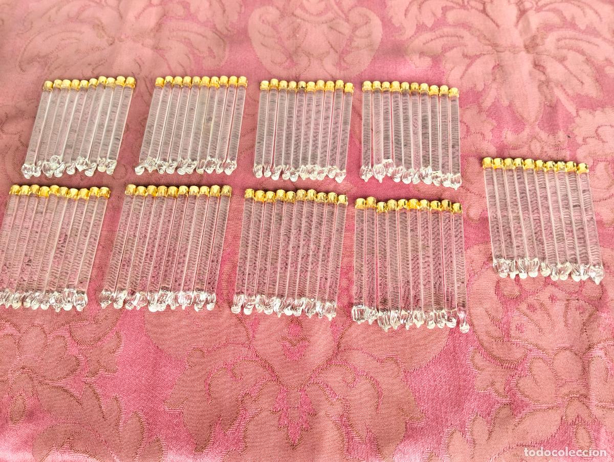 Oggetti Antichi: L&aacute;grimas de cristal lote 90 para l&aacute;mpara antigua vintage recambio repuesto tubo varilla 8cm