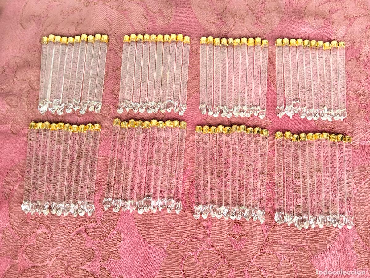 Antiques: L&aacute;grimas de cristal lote 80 para l&aacute;mpara antigua vintage recambio repuesto tubo varilla 8cm