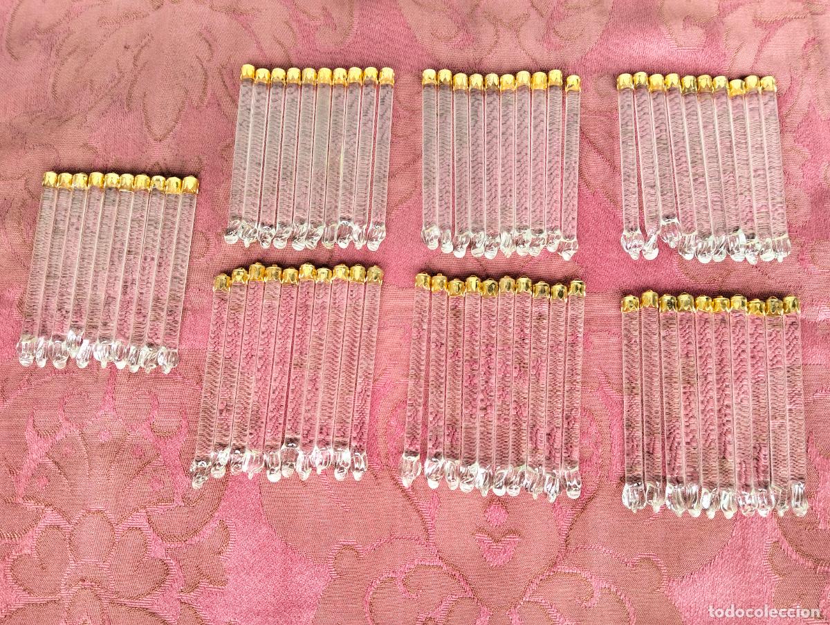 Antiquit&auml;ten: L&aacute;grimas de cristal lote 70 para l&aacute;mpara antigua vintage recambio repuesto tubo varilla 8cm