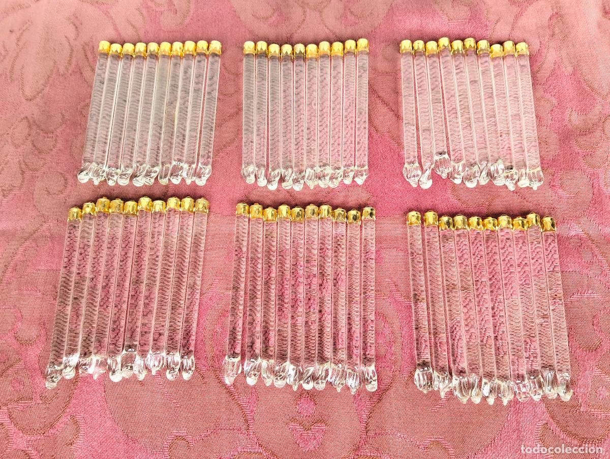 Antiques: L&aacute;grimas de cristal lote 60 para l&aacute;mpara antigua vintage recambio repuesto tubo varilla 8cm