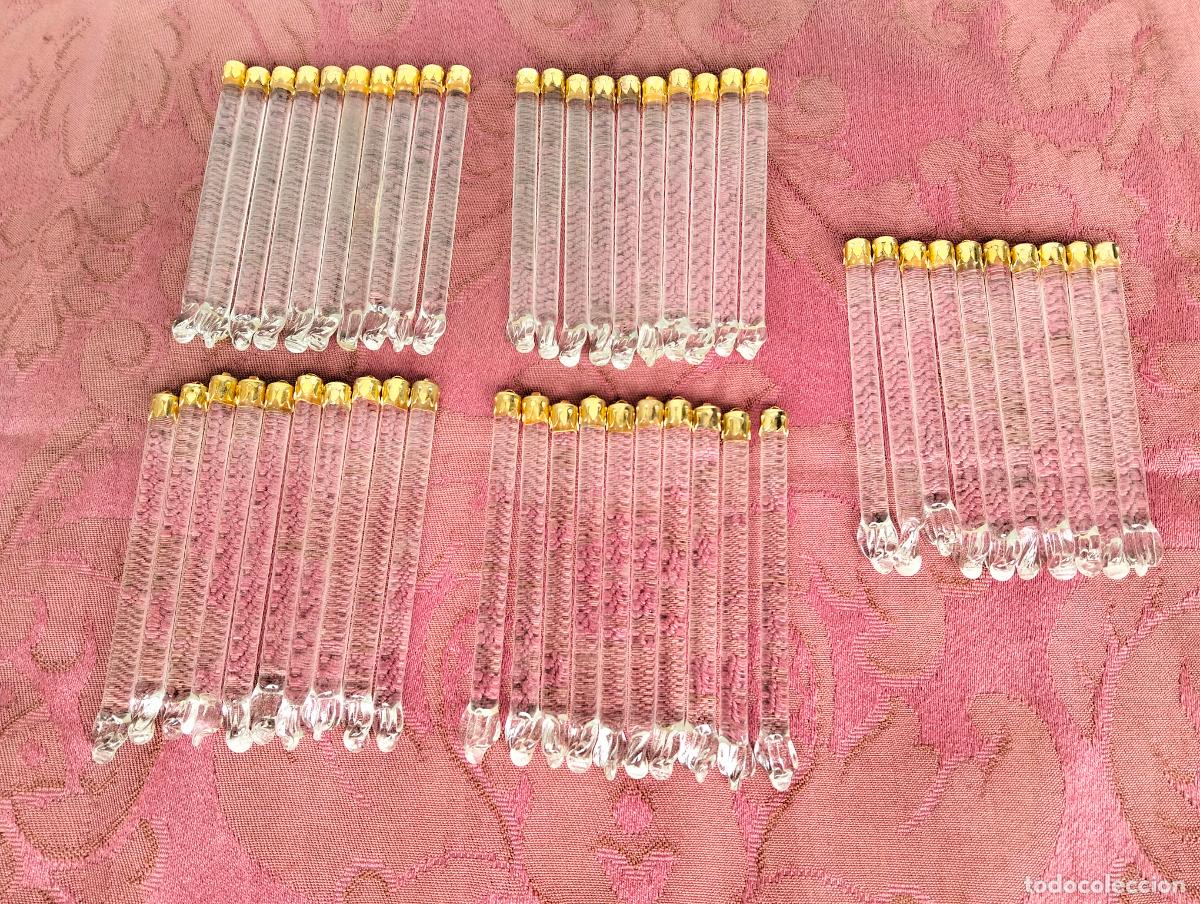 Antiquit&auml;ten: L&aacute;grimas de cristal lote 50 para l&aacute;mpara antigua vintage recambio repuesto tubo varilla 8cm