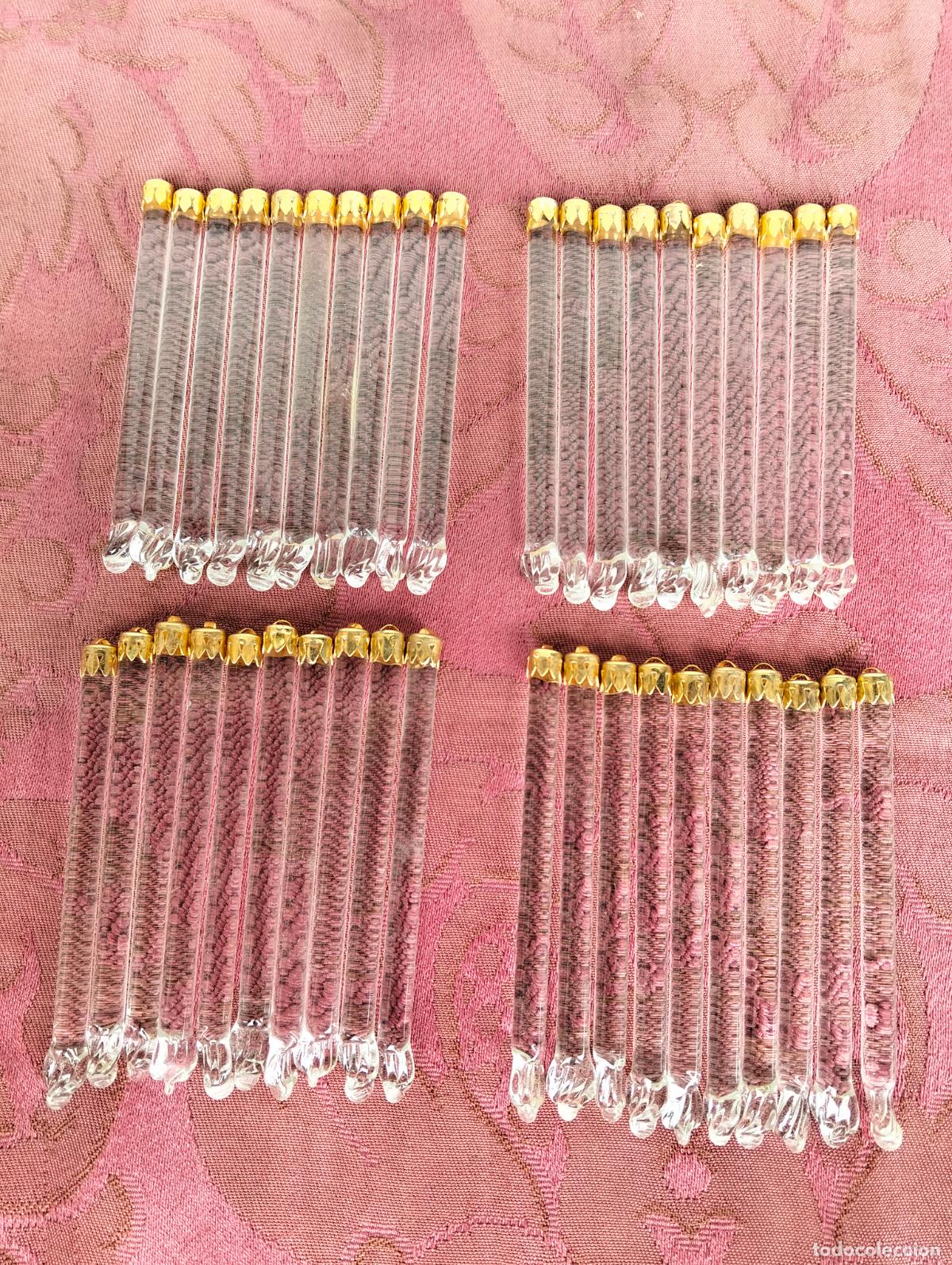 Antiquit&auml;ten: L&aacute;grimas de cristal lote 40 para l&aacute;mpara antigua vintage recambio repuesto tubo varilla 8cm