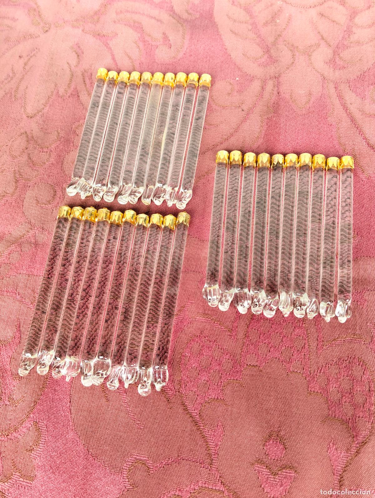 Antiques: L&aacute;grimas de cristal lote 30 para l&aacute;mpara antigua vintage recambio repuesto tubo varilla 8cm