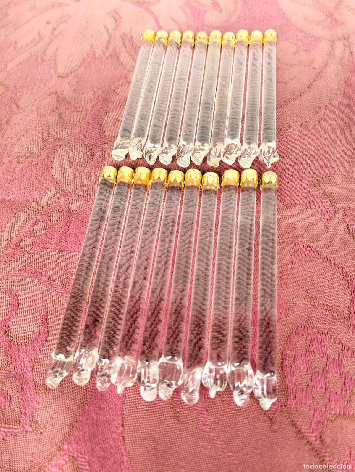 Antiquit&auml;ten: L&aacute;grimas de cristal lote 20 para l&aacute;mpara antigua vintage recambio repuesto tubo varilla 8cm