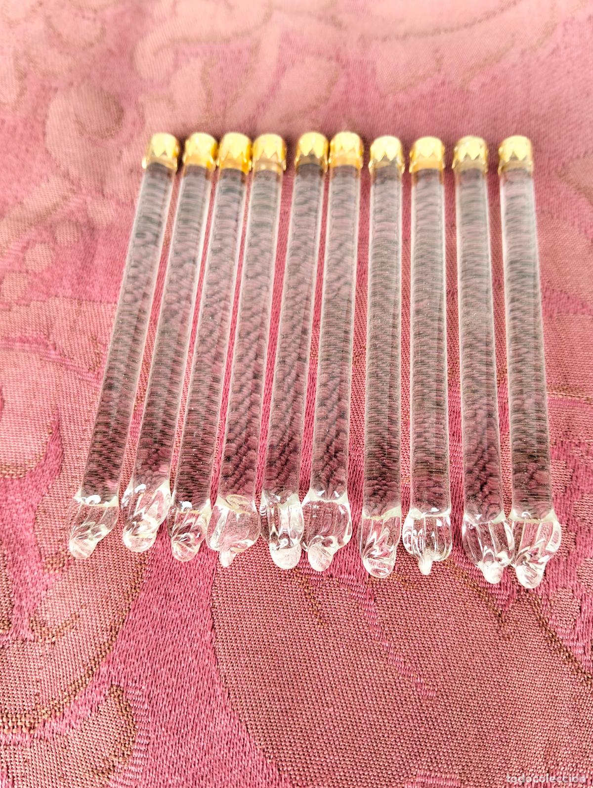 Antiquit&auml;ten: L&aacute;grimas de cristal lote 10 para l&aacute;mpara antigua vintage recambio repuesto tubo varilla 8cm