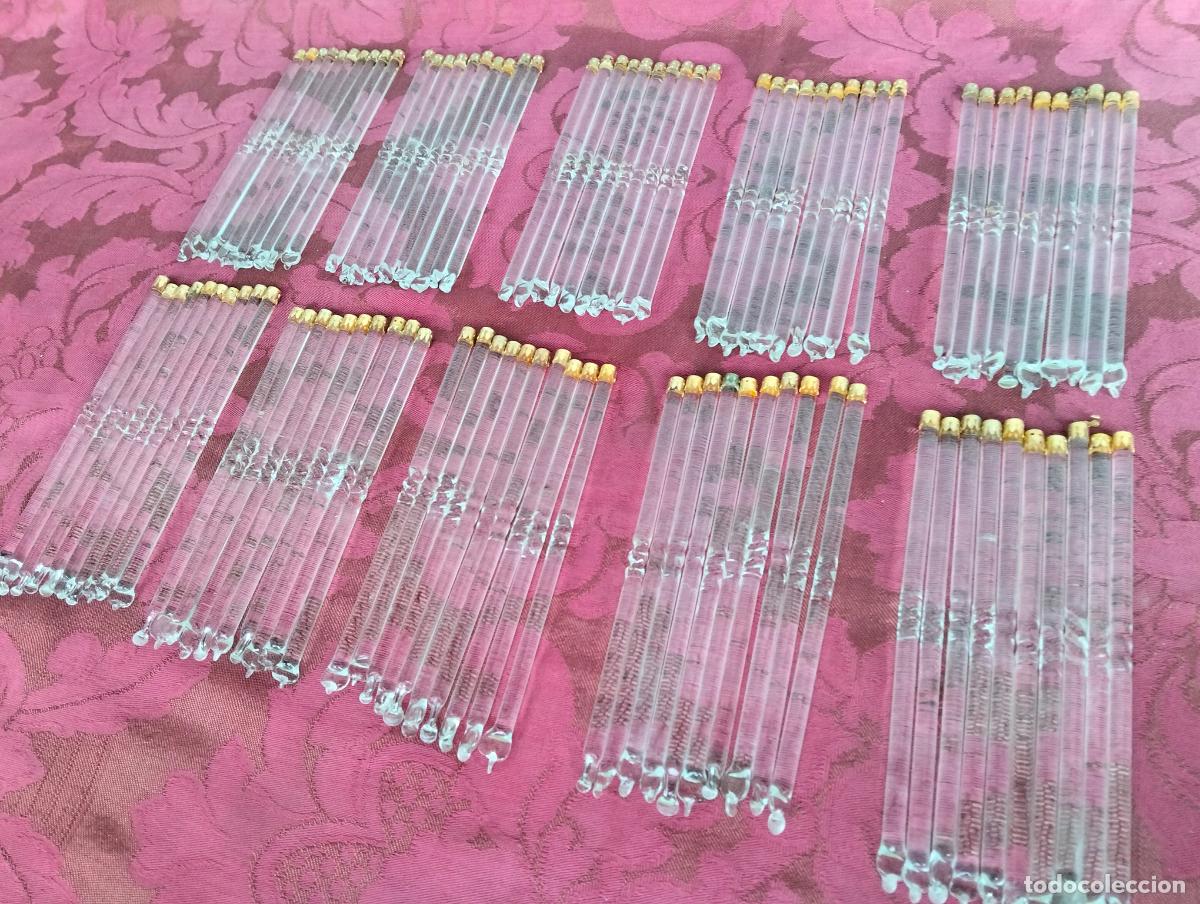 Antiquit&auml;ten: L&aacute;grimas de cristal lote 100 para l&aacute;mpara antigua vintage recambio repuesto tubo varilla 15cm
