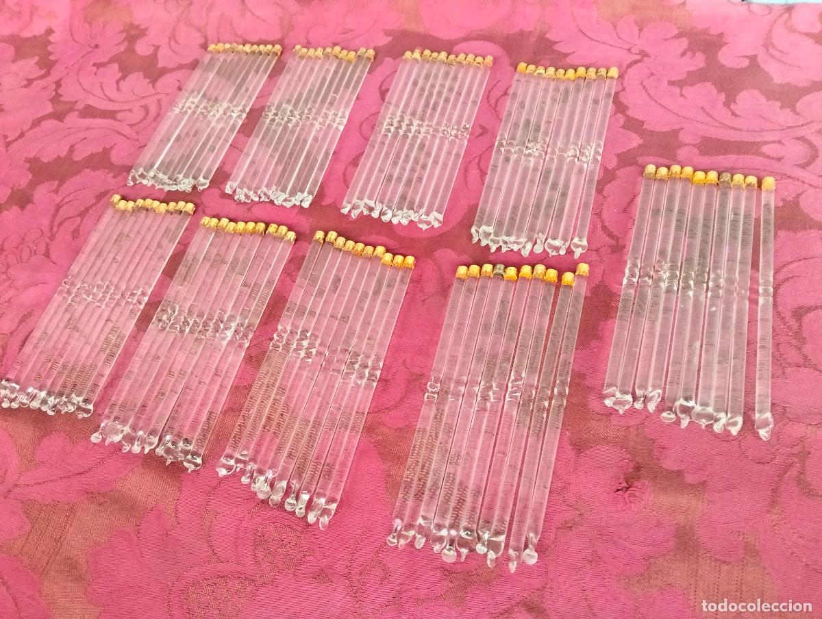 Antiquit&auml;ten: L&aacute;grimas de cristal lote 90 para l&aacute;mpara antigua vintage recambio repuesto tubo varilla 15cm