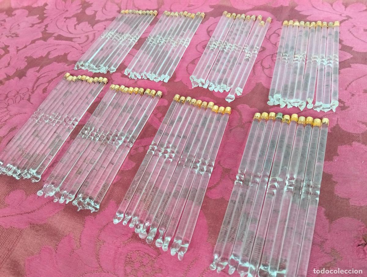 Antiquit&auml;ten: L&aacute;grimas de cristal lote 80 para l&aacute;mpara antigua vintage recambio repuesto tubo varilla 15cm