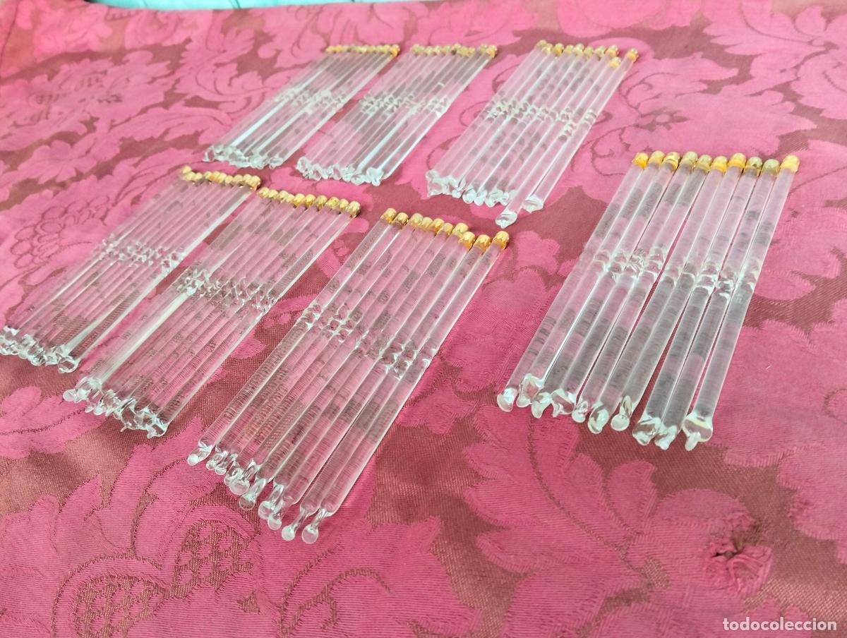 Antiquit&auml;ten: L&aacute;grimas de cristal lote 70 para l&aacute;mpara antigua vintage recambio repuesto tubo varilla 15cm