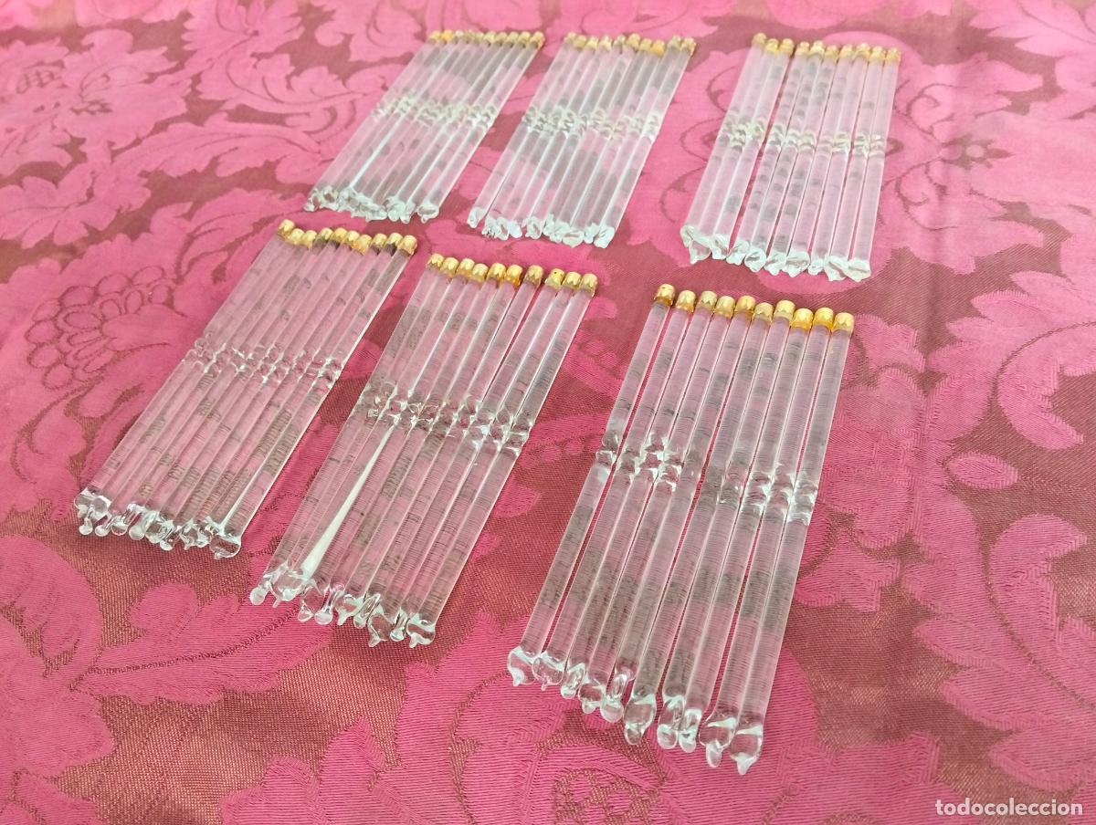 Antiquit&auml;ten: L&aacute;grimas de cristal lote 60 para l&aacute;mpara antigua vintage recambio repuesto tubo varilla 15cm