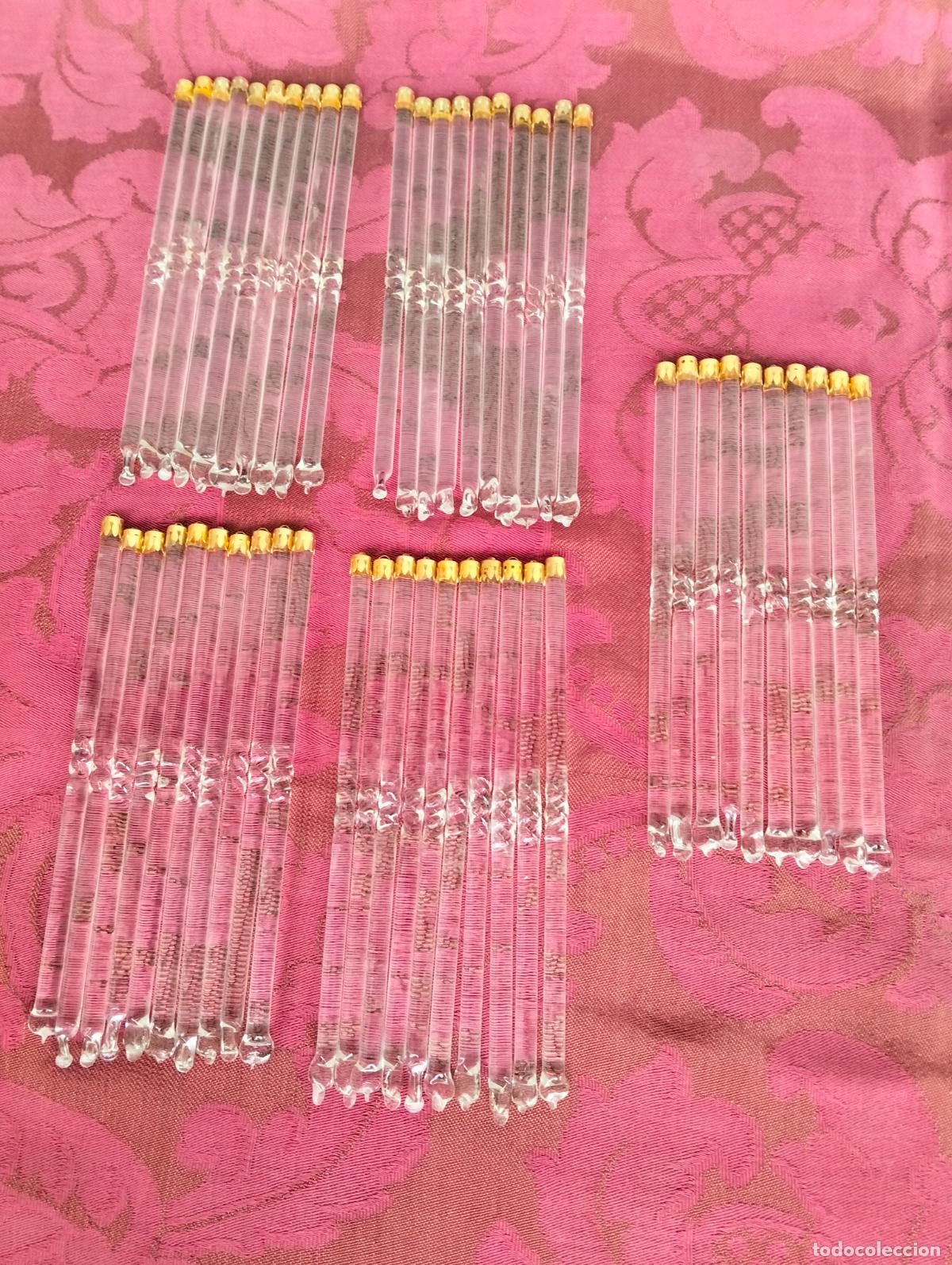 Antiquit&auml;ten: L&aacute;grimas de cristal lote 50 para l&aacute;mpara antigua vintage recambio repuesto tubo varilla 15cm