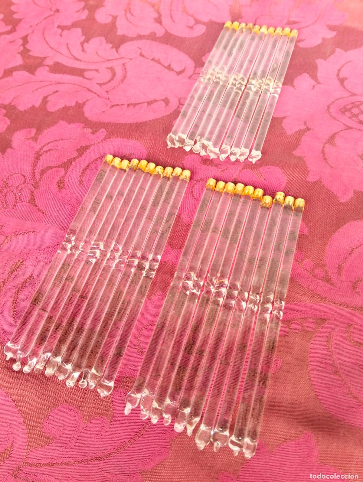 Antiquit&auml;ten: L&aacute;grimas de cristal lote 30 para l&aacute;mpara antigua vintage recambio repuesto tubo varilla 15cm