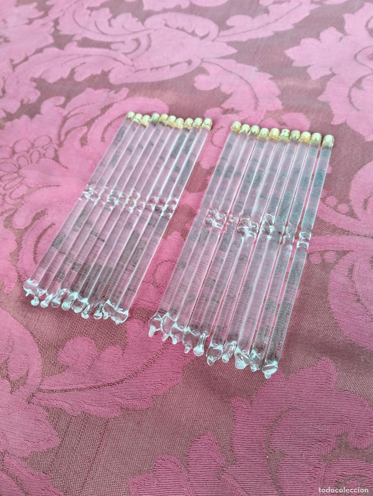 Antiquit&auml;ten: L&aacute;grimas de cristal lote 20 para l&aacute;mpara antigua vintage recambio repuesto tubo varilla 15cm