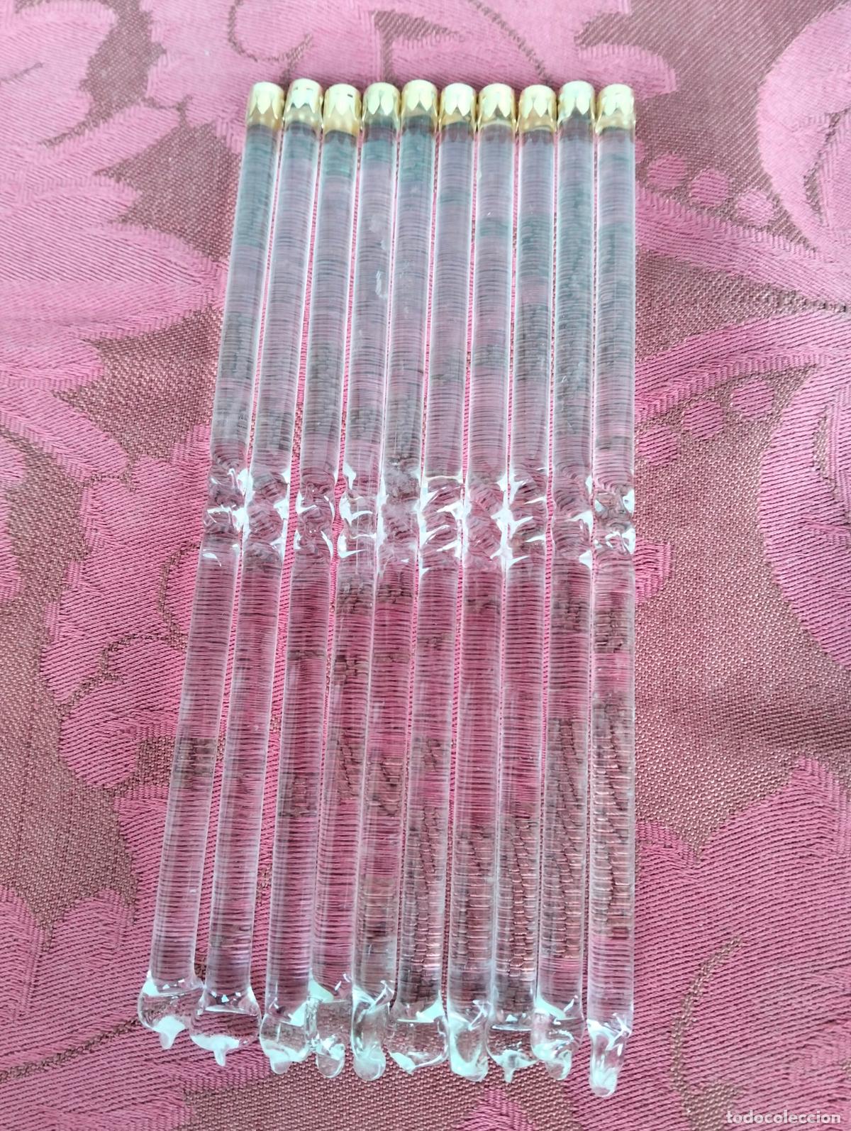 Antiquit&auml;ten: L&aacute;grimas de cristal lote 10 para l&aacute;mpara antigua vintage recambio repuesto tubo varilla 15cm