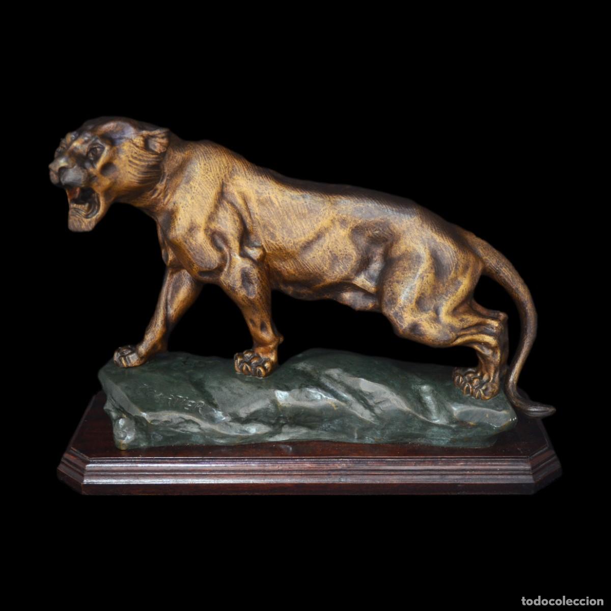Antiquit&auml;ten: FIGURA PANTERA DE BRONCE, FIRMADA T. CARTIER, THOMAS FRAN&Ccedil;OIS CARTIER