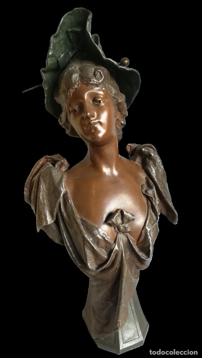 Oggetti Antichi: FIGURA DE BRONCE DAMA BELLE EPOQUE, FIRMADA F ROSTECK