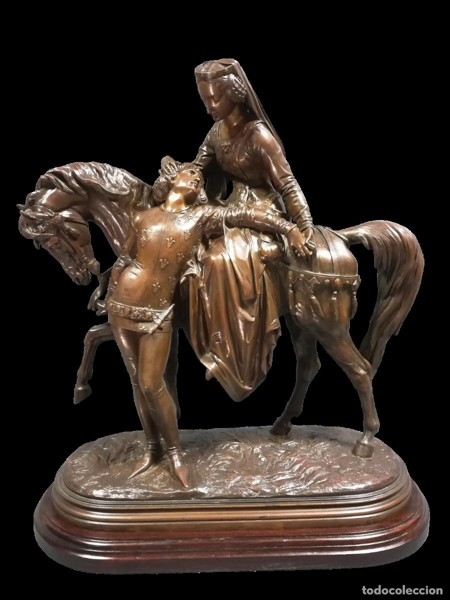 Oggetti Antichi: FIGURA BRONCE ENAMORADOS MEDIEVALES FIRMADO J L MAILLET