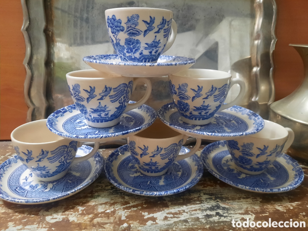 Antig&uuml;edades: Juego de Te - Porcelana Inglesa - Blue Willow - Motivo Oriental China.