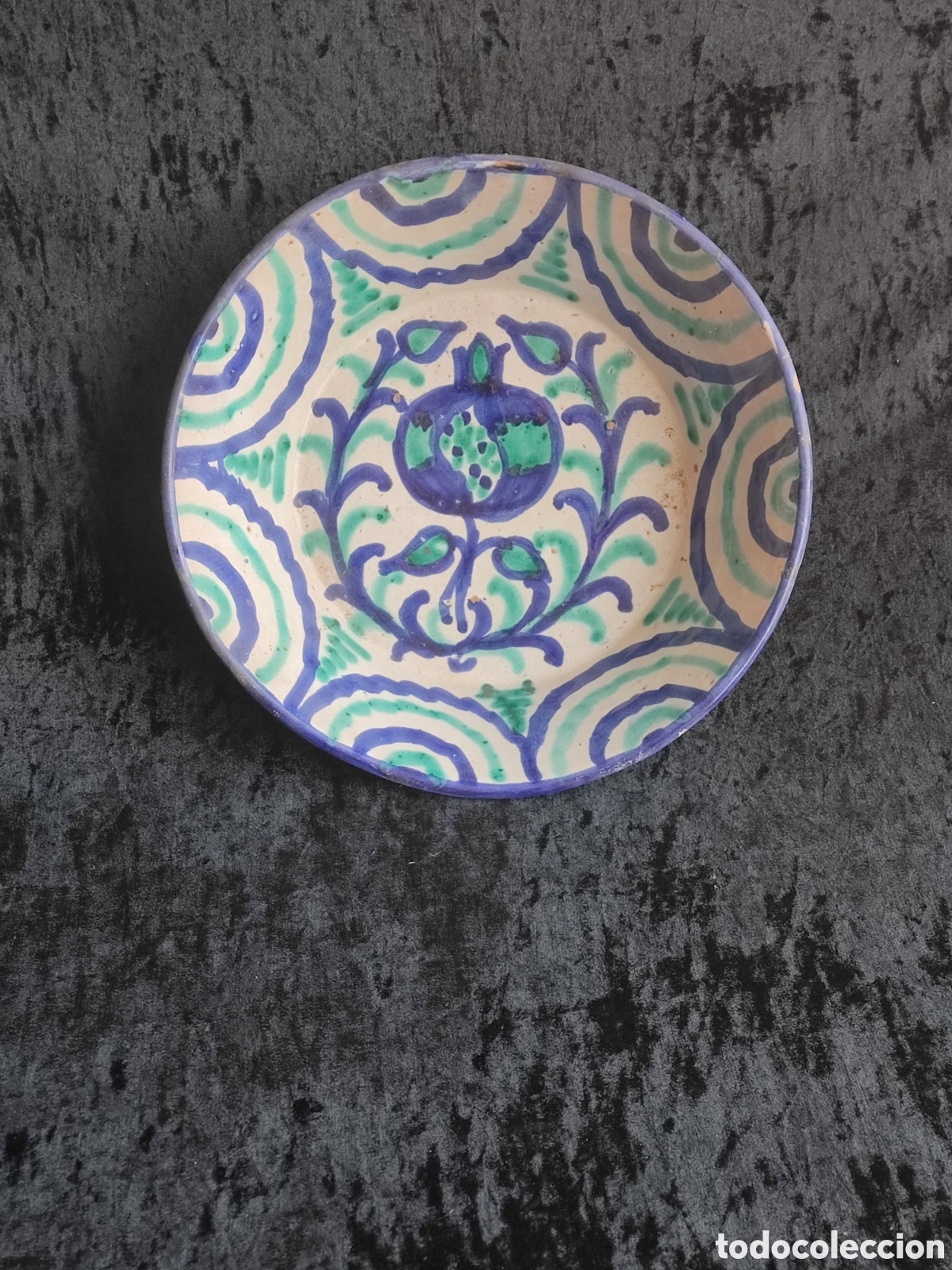 Antig&uuml;edades: ANTIGUO Plato, cuenco ceramica de Fajalauza 26 cm