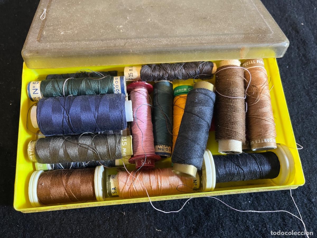 Antiguidades: Lote Hilos de Coser Vintage Bobinas Madera Cart&oacute;n Mercer&iacute;a Antigua Caja Retro